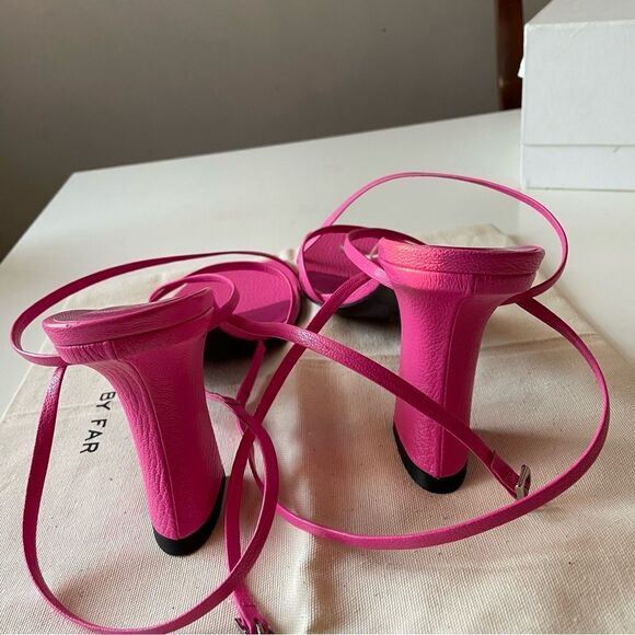 BY FAR Pink Kersti Textured-Leather Sandals - Picture 5 of 9